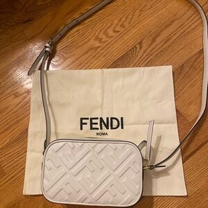 Fendi Cream Quilted Camera Crossbody Bag